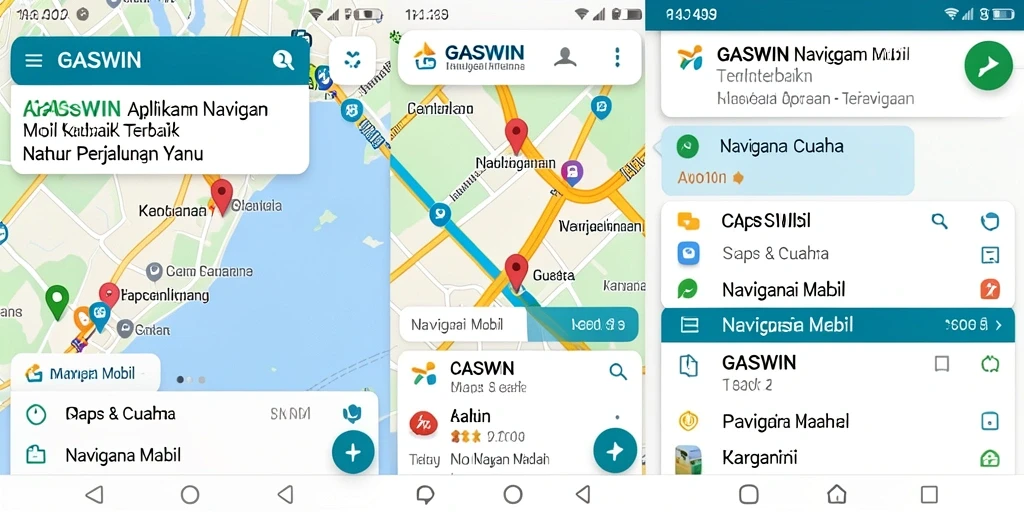 Antarmuka aplikasi GASWIN yang intuitif untuk Navigasi Mobil.