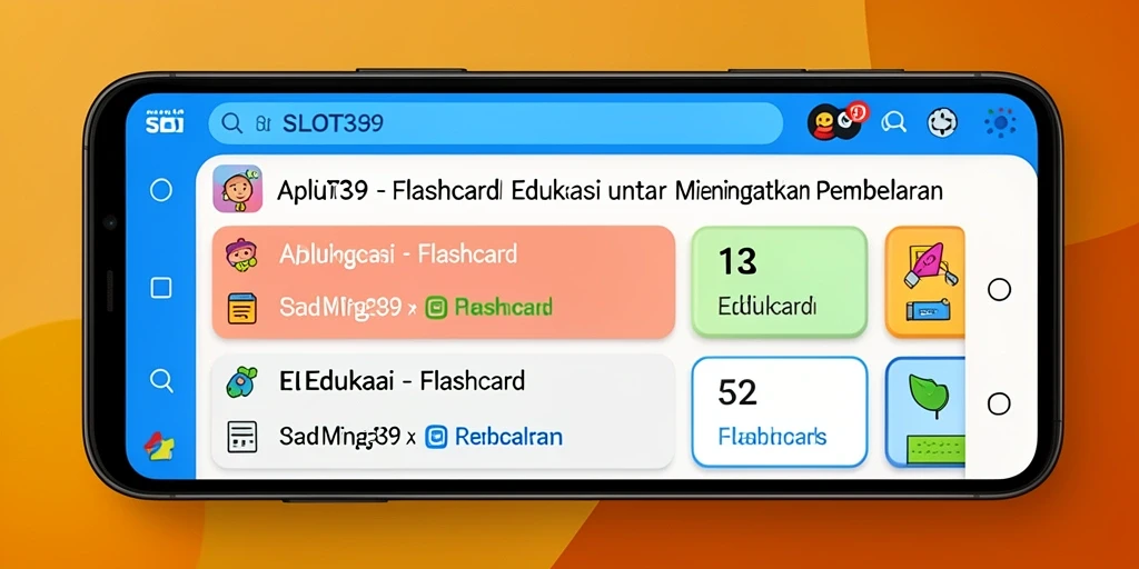 Tampilan antarmuka utama aplikasi SLOT39 dengan berbagai fungsi flashcard.
