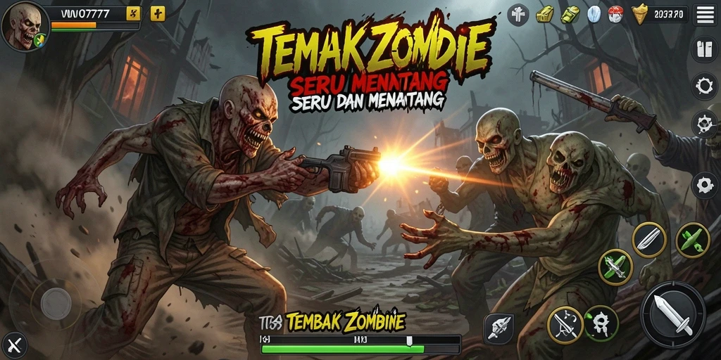 Tampilan antarmuka VO777 yang menarik dengan aksi tembak zombie.